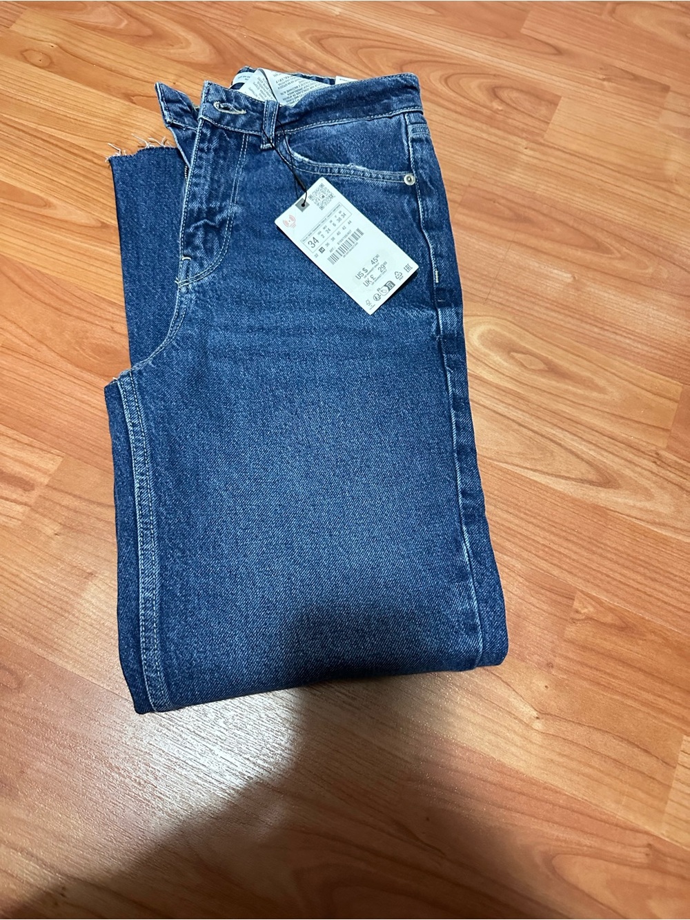 Zara Blue Mid-Rise Straight Jeans with Tag